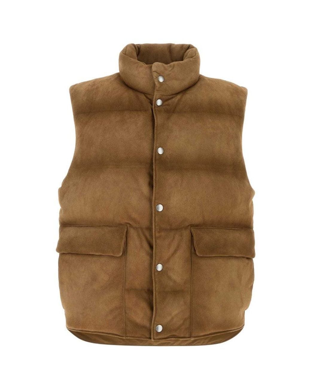Prada Brown Solid Sleeveless Jacket for men