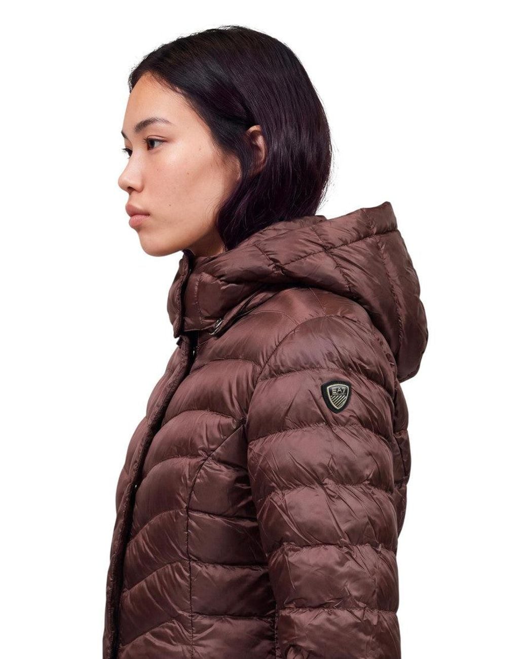 EA7 Purple Quilted Hood Jacket