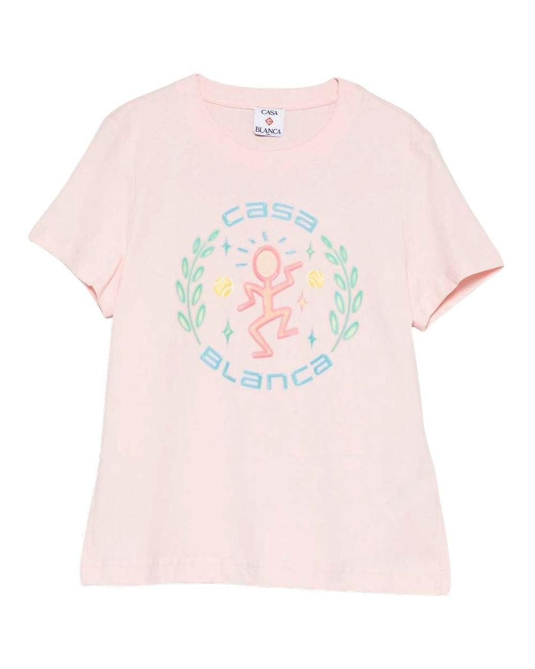 Casablanca Pink Crew Neck Graphic Logo Print T-Shirt