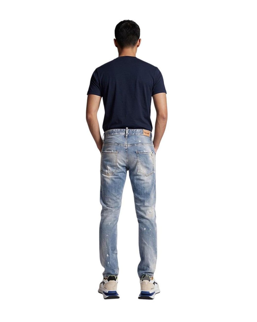 DSquared² Blue Slim Distressed Jeans for men