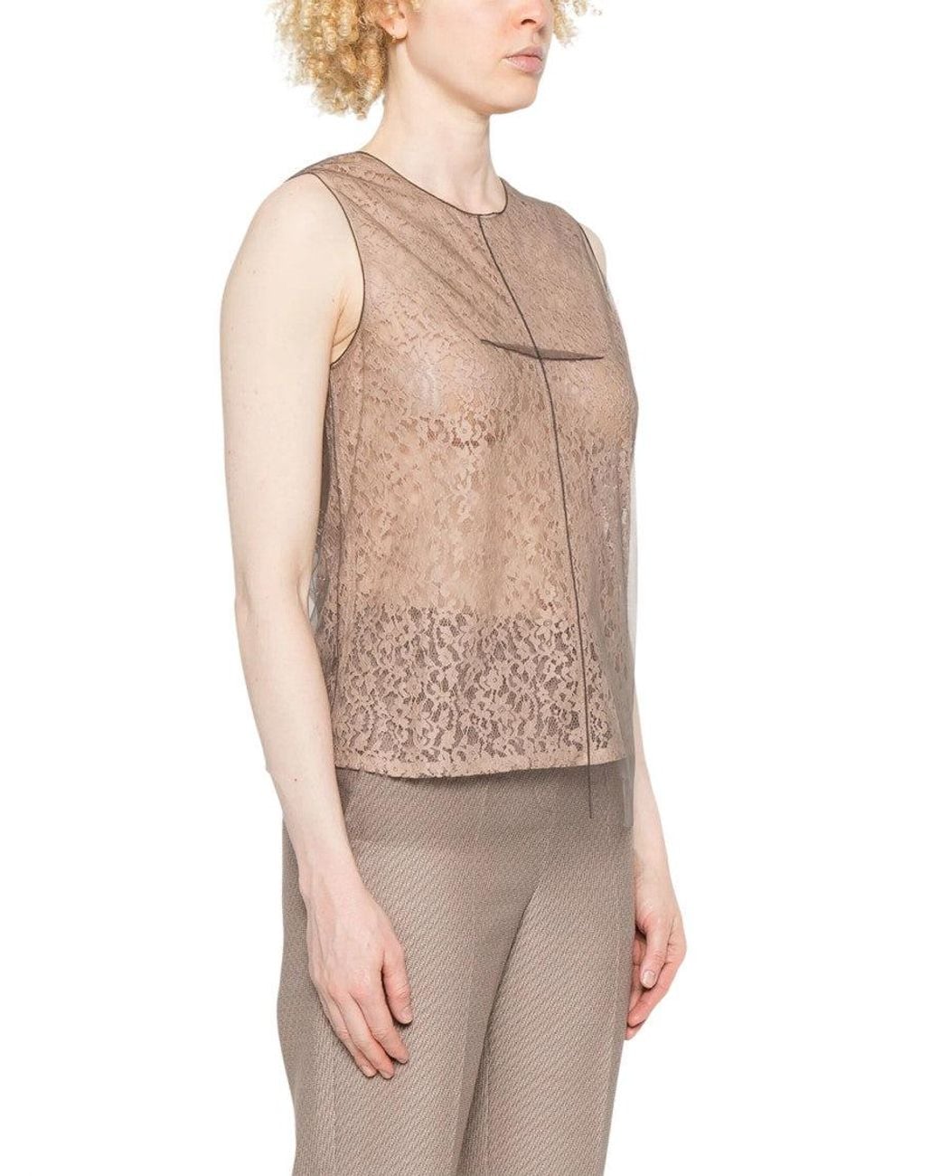 Fendi Natural Crew Neck Printed Top