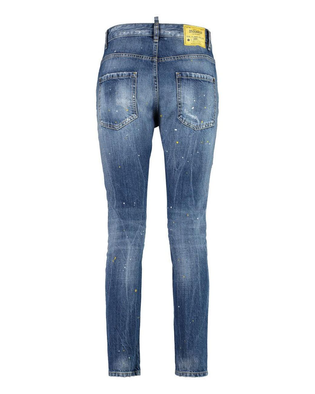 DSquared² Blue Light Mid Rise Ripped Jeans