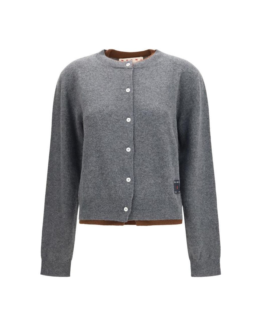 Marni Gray Logo Round Neck Sweater