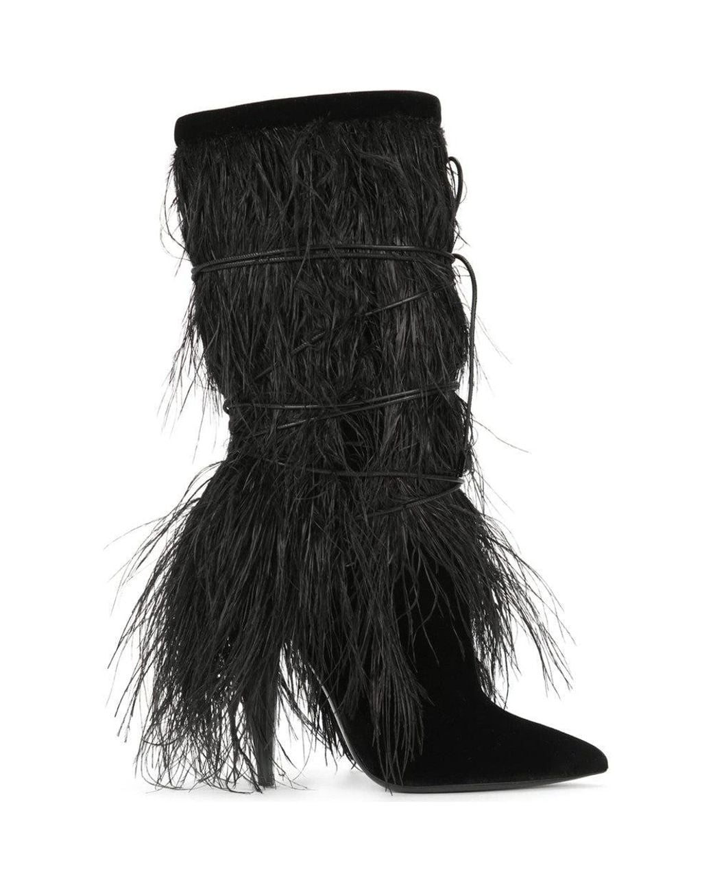 Saint Laurent Black Textured Yeti Boots
