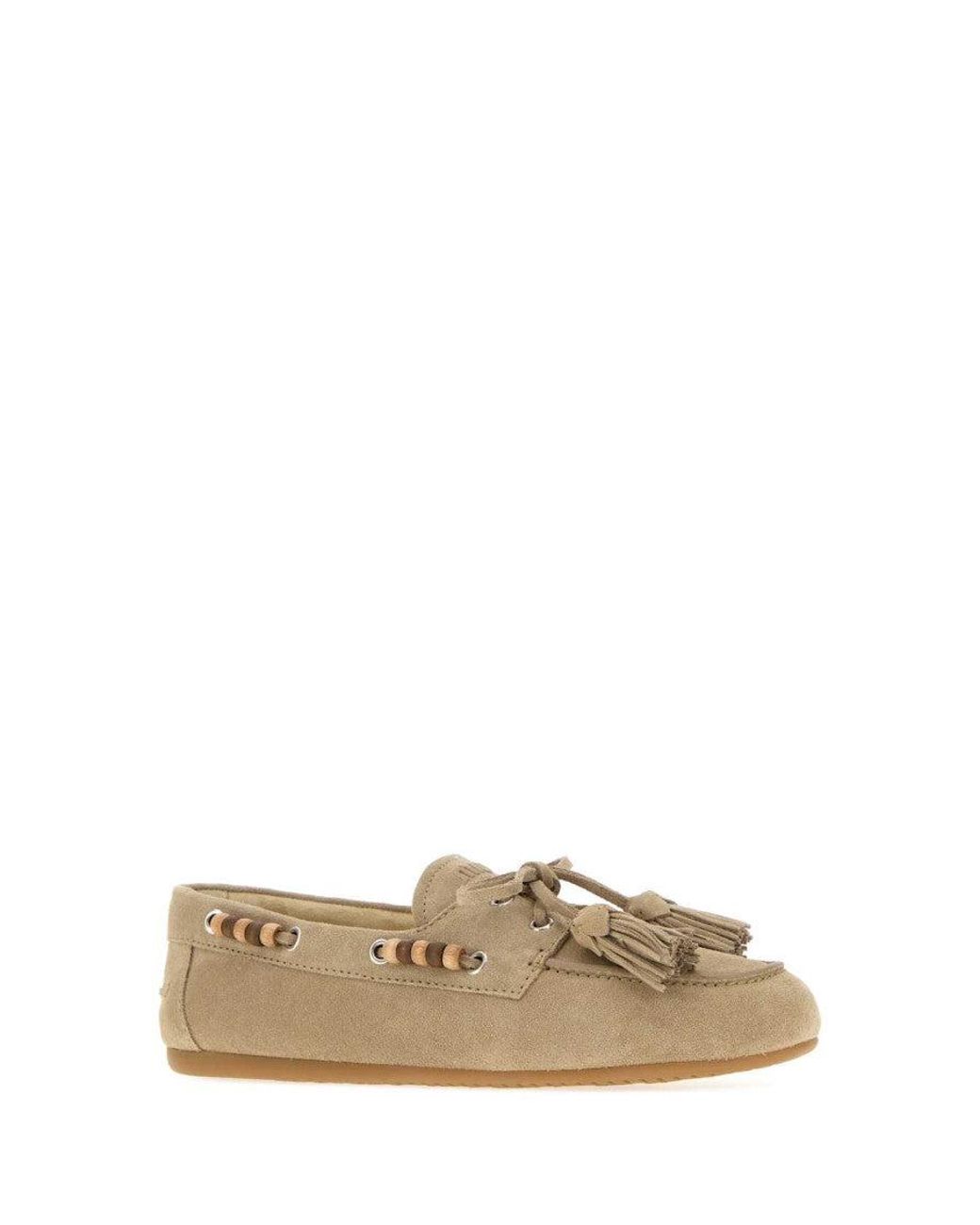 Miu Miu Natural Suede Loafers