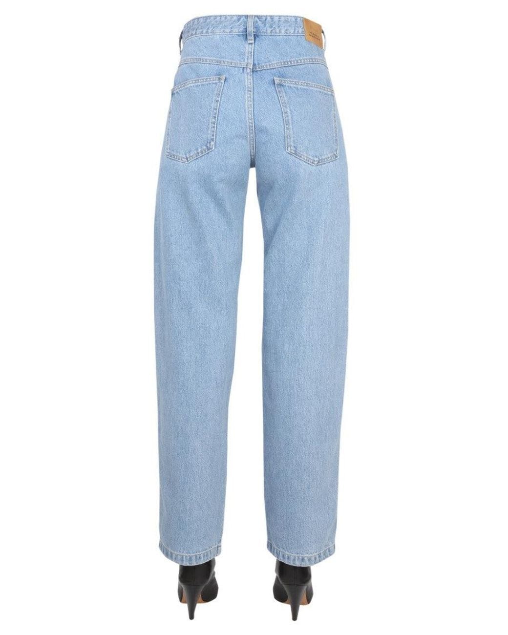 Isabel Marant Blue High-Rise Mini Jeans With Front Button Closure