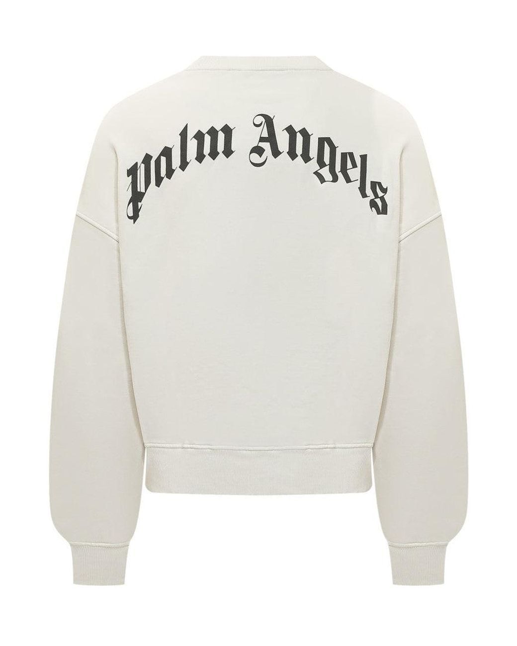 Palm Angels White Mini Logo Graphic Sweatshirt for men