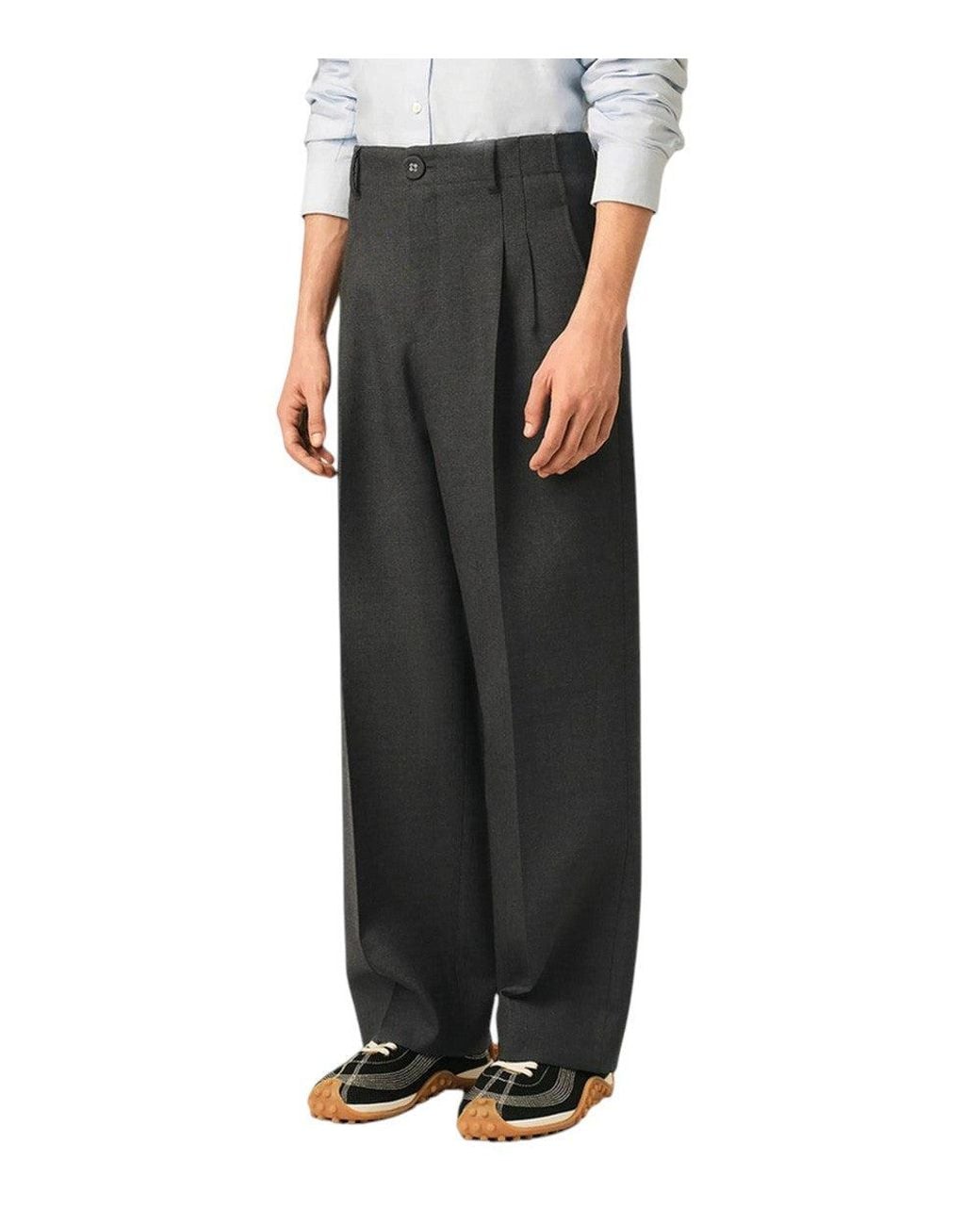 AMI Black Dark High Rise Trousers for men