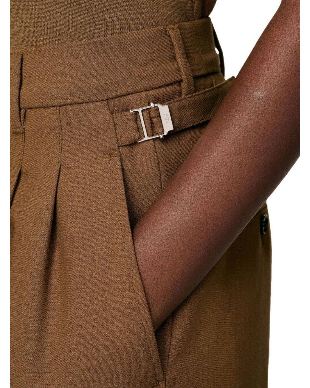 AMI Brown High-Waisted Trousers