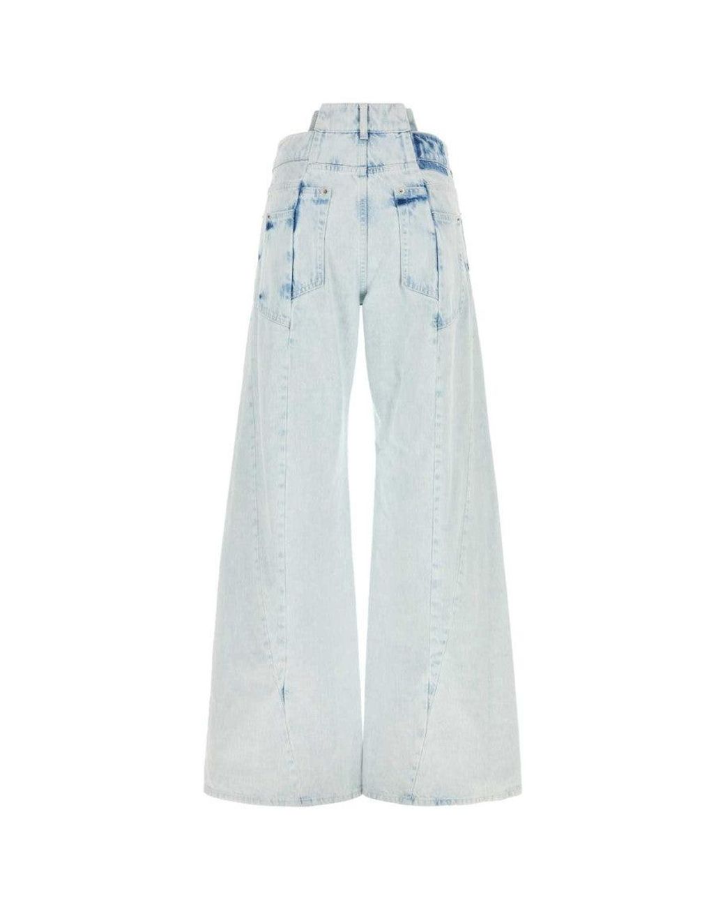 Maison Margiela Blue Light Flared High Rise Jeans