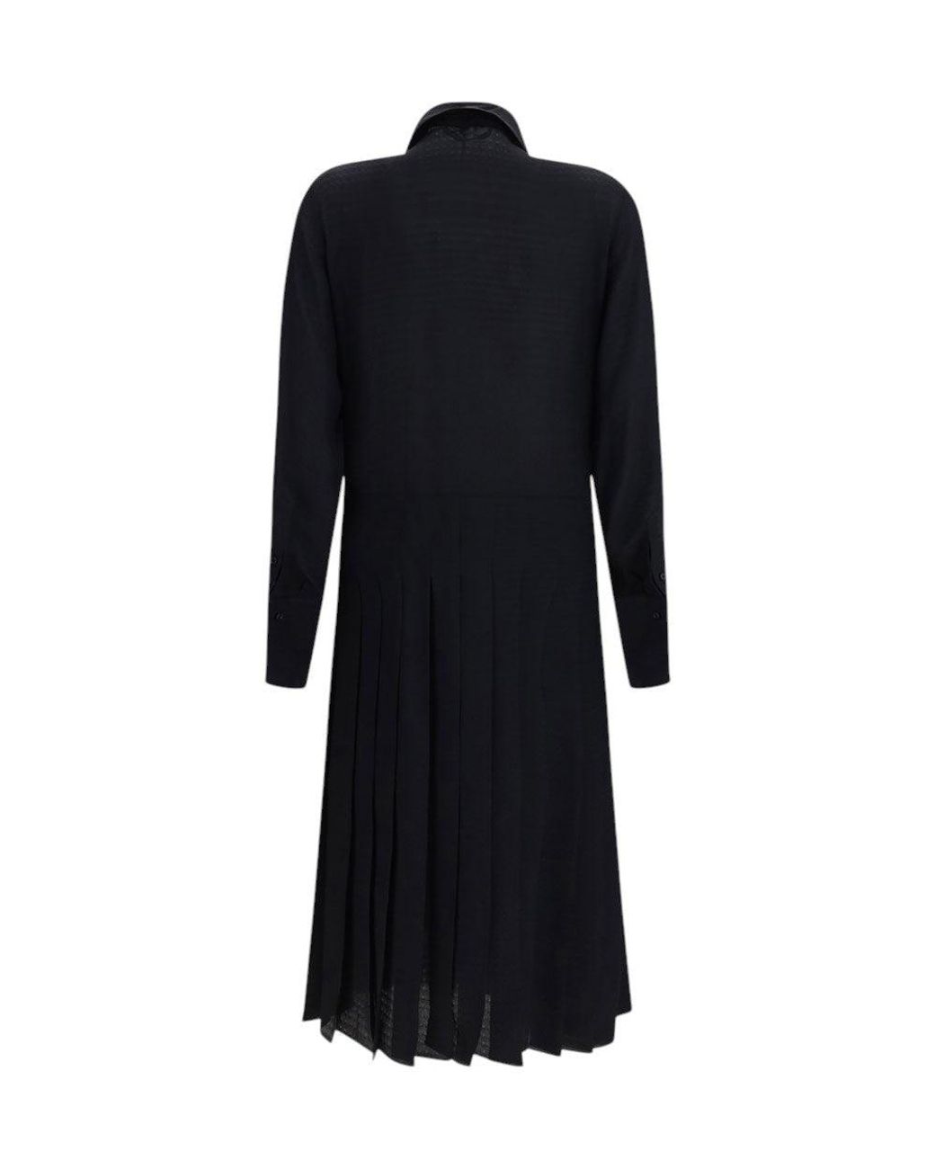 Fendi Black Shirt Collar Midi Dress