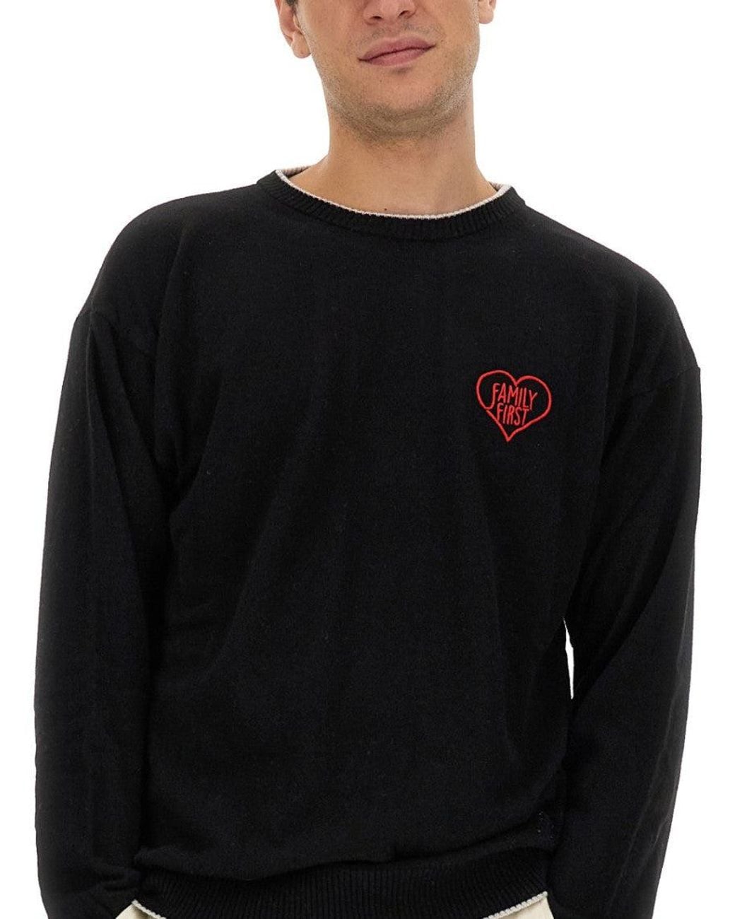 FAMILY FIRST Black Crew Neck Sweaters for men