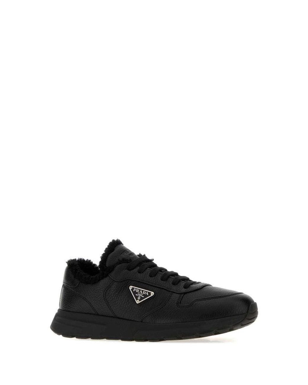 Prada Black Leather Prax 2.0 Sneakers for men