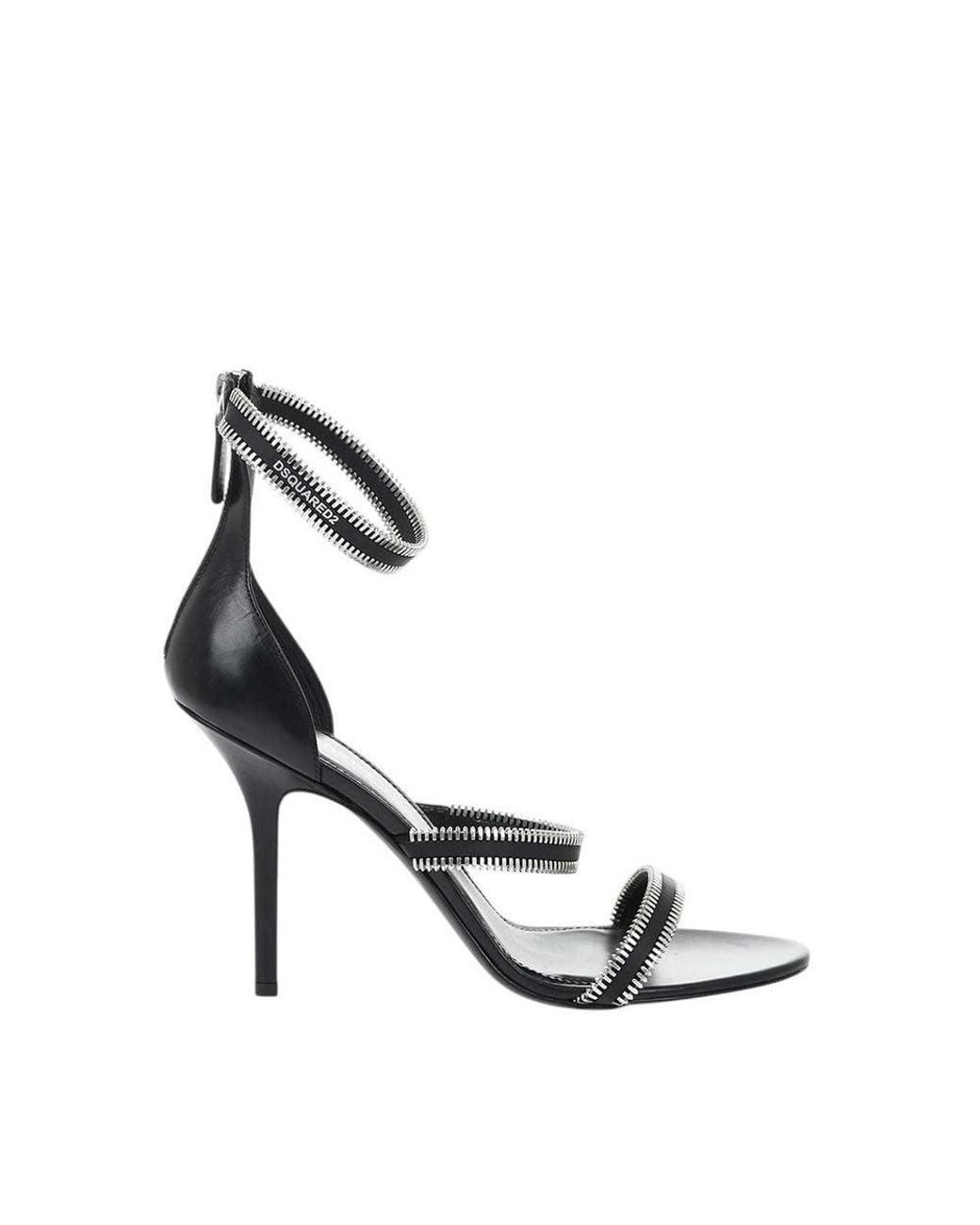 DSquared² White Leather Ankle Strap Heels