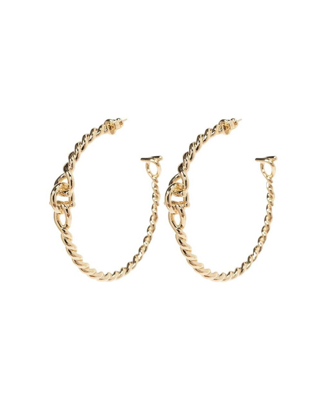 Ferragamo Metallic Golden Twisted Hoop Earrings