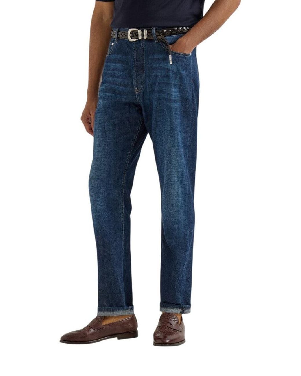 Brunello Cucinelli Blue Mid Rise Jeans for men