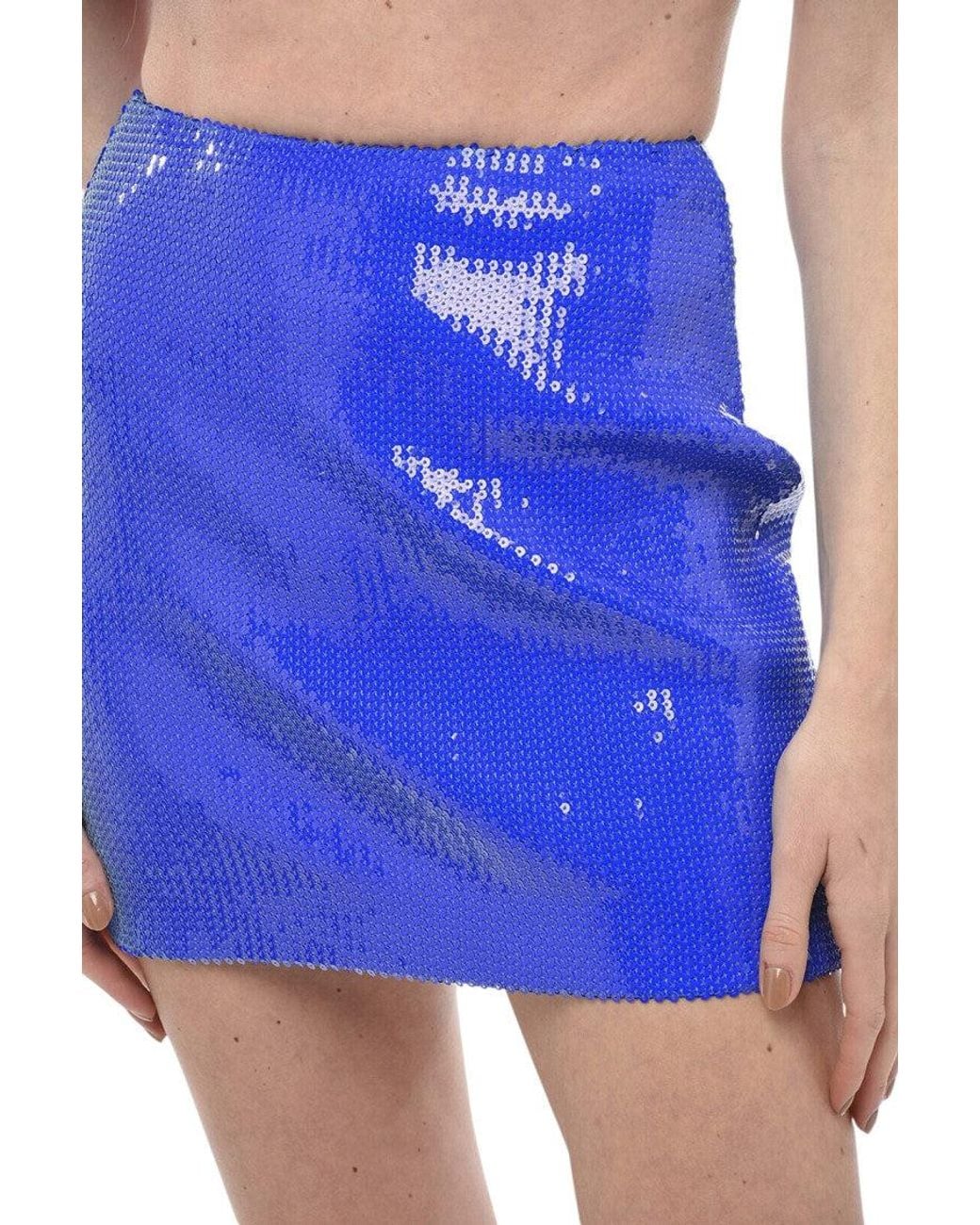 David Koma Blue Embellished Mini Skirt
