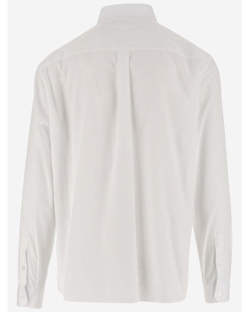 Dolce & Gabbana White Cotton Logo Plaque Shirt for men