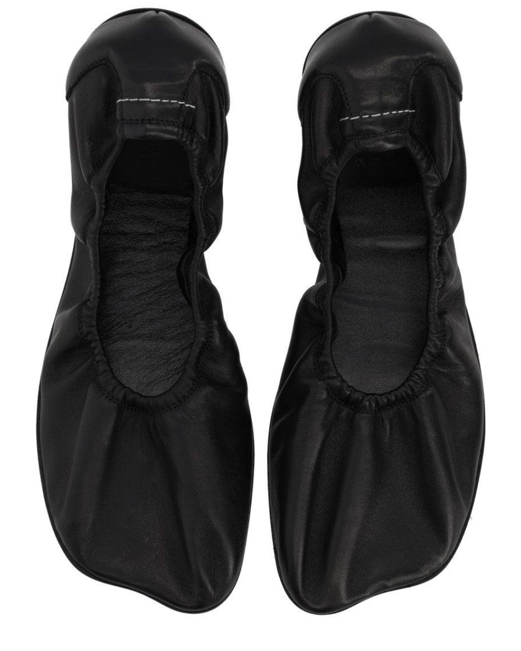 MM6 by Maison Margiela Black Leather Ballet Flats