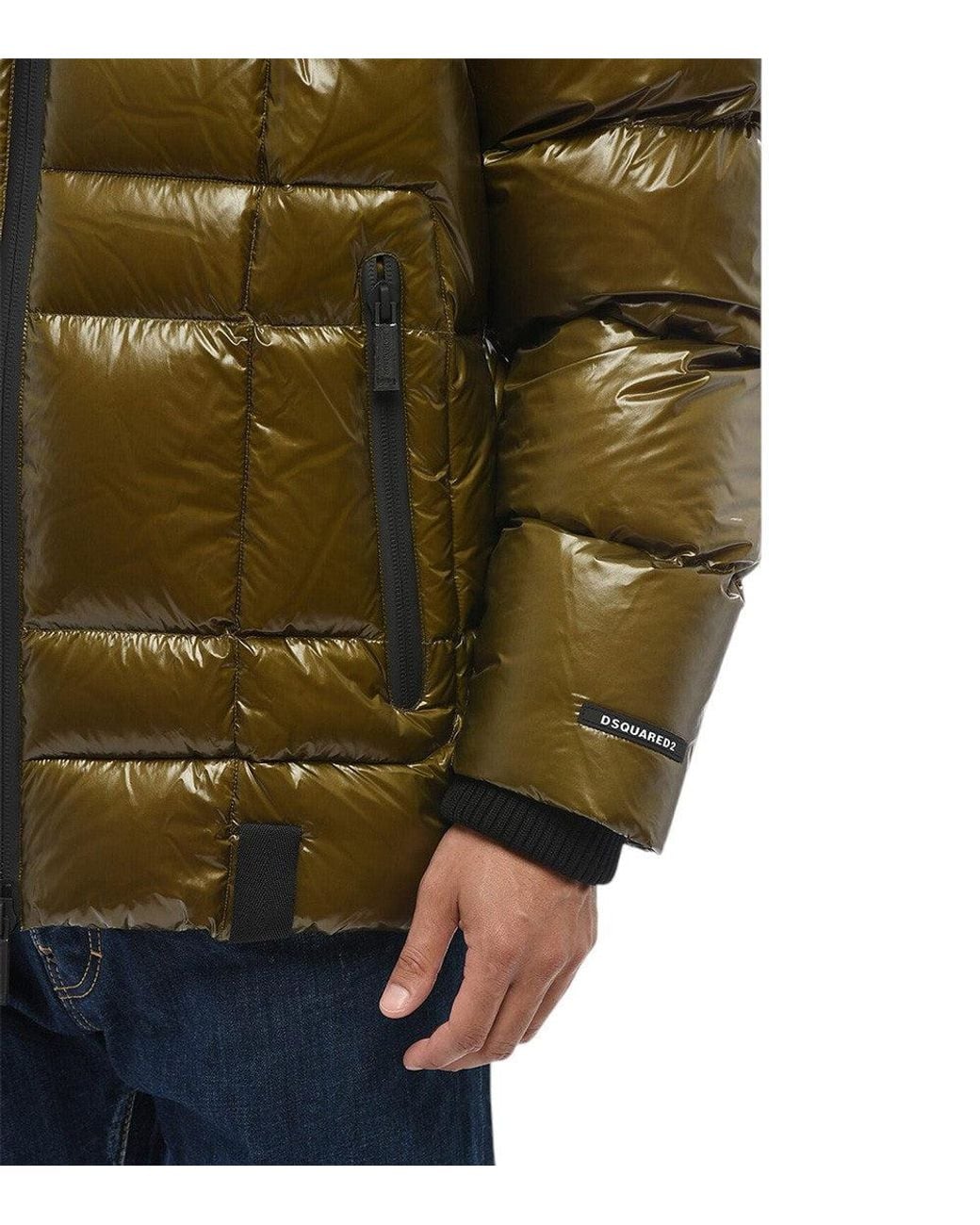 DSquared² Green Quilted Hood Jacket for men