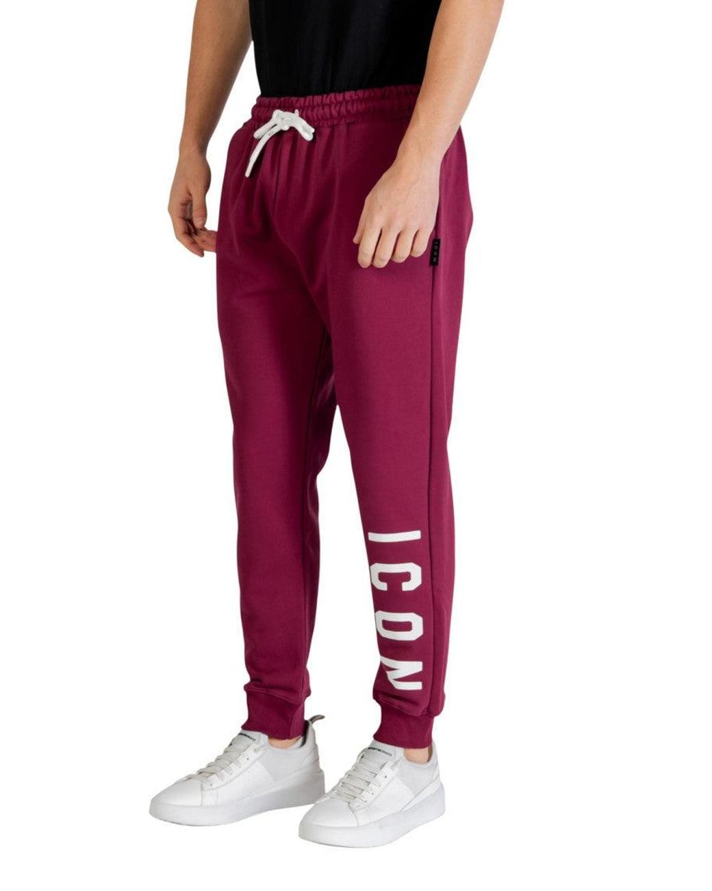 ICON DENIM Red Drawstring Joggers for men