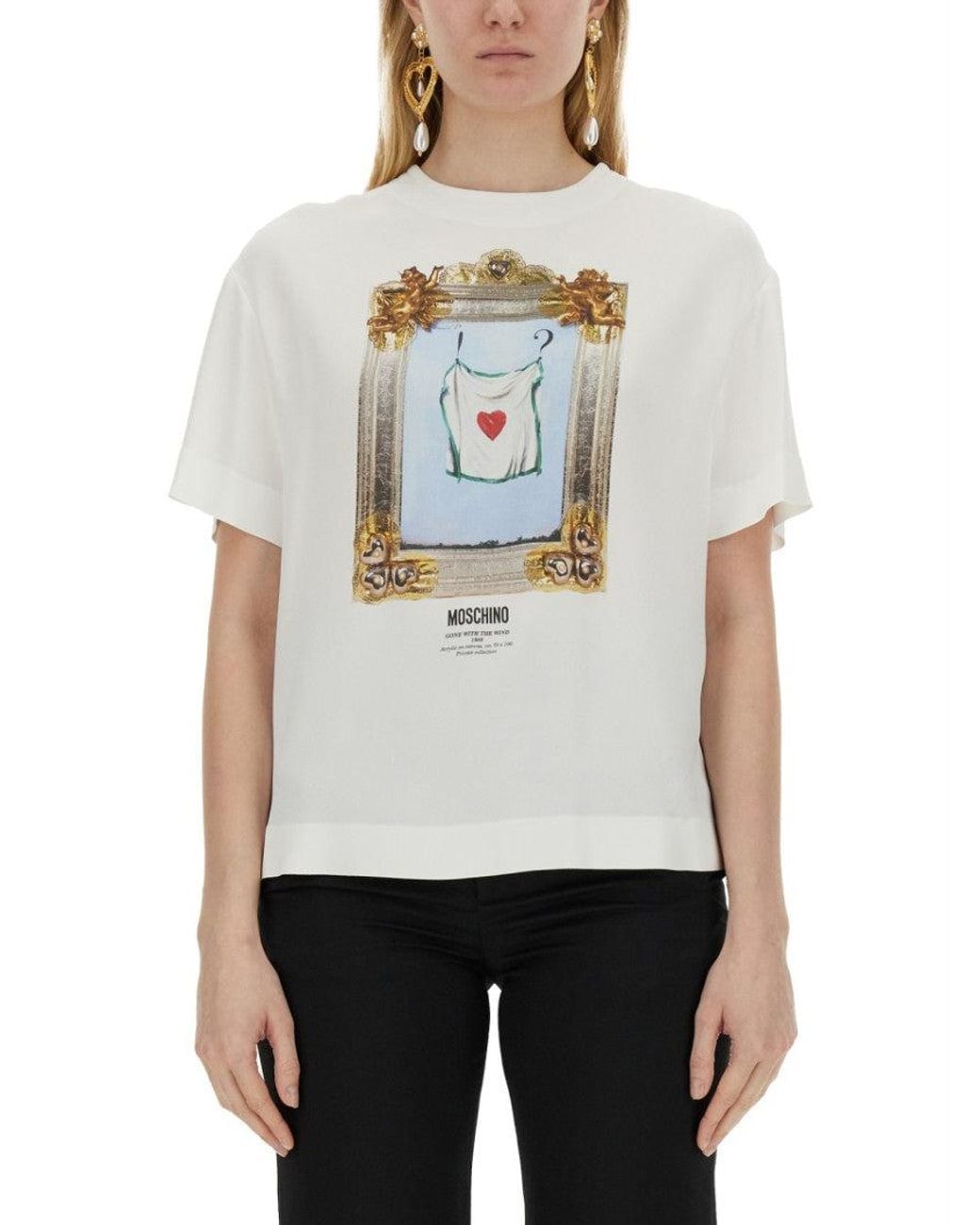 Moschino White Graphic Crew Neck T-Shirt