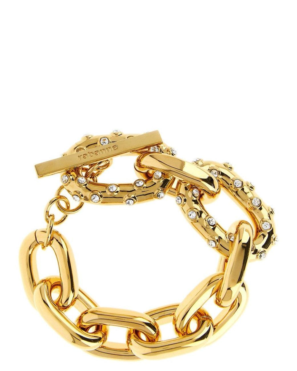 Rabanne Metallic Golden Xl Link Bracelet
