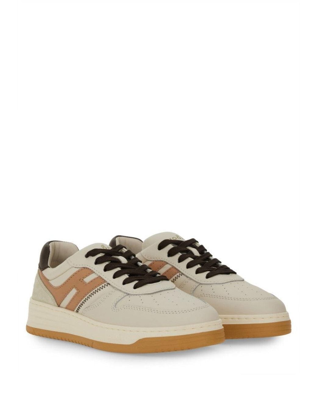Hogan White Natural Color Block Sneakers