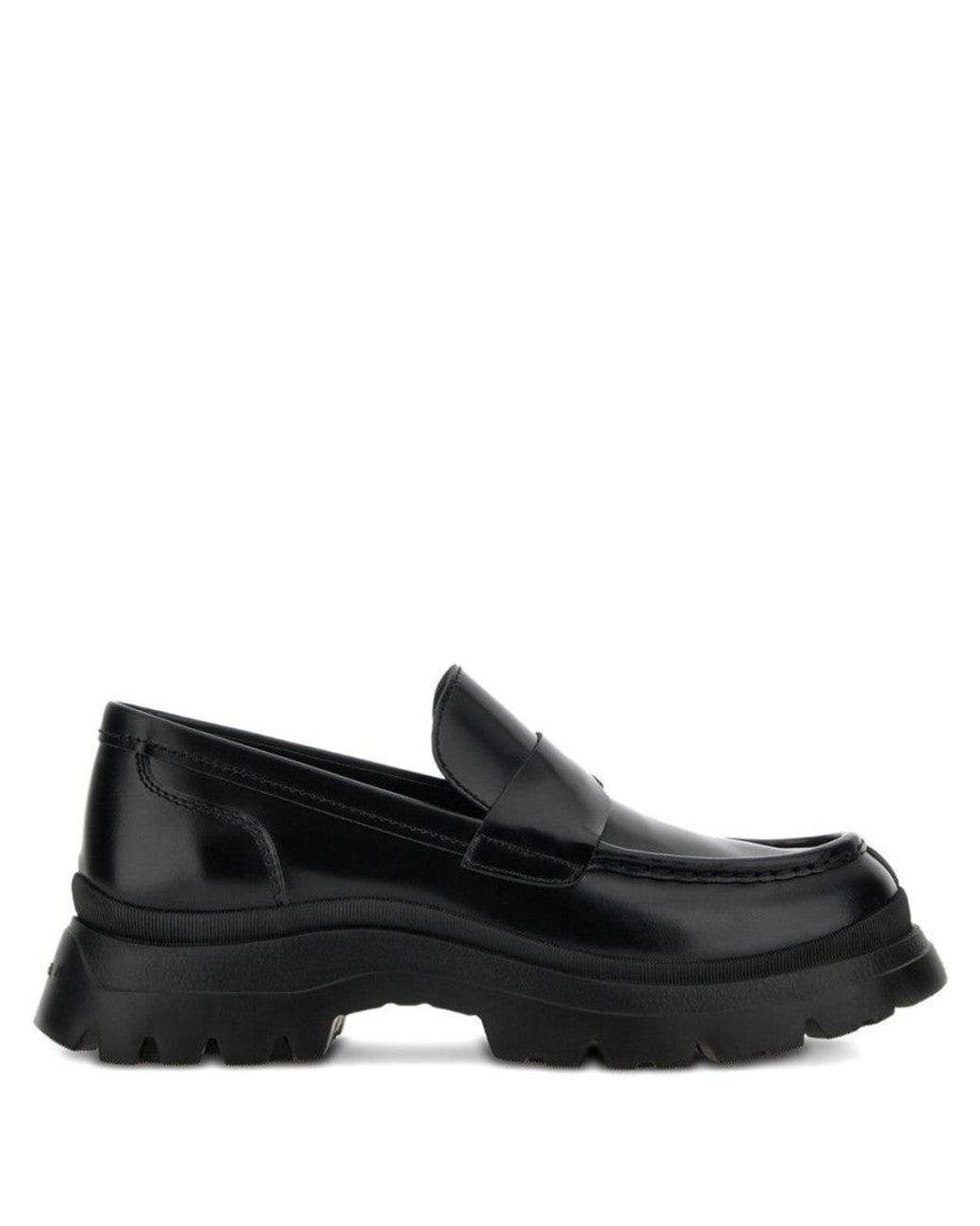 Hogan Black Leather Loafers for men