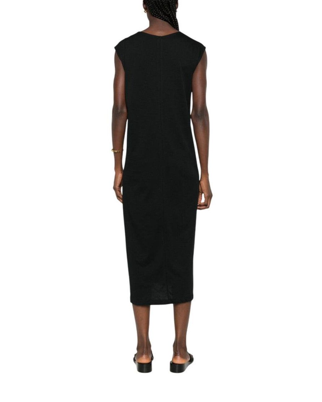 Totême  Black Round Neck Midi Dress