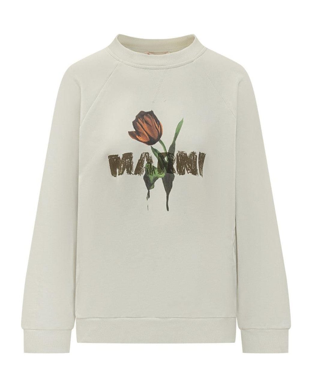 Marni White Off Graphic Crew Neck Sweater