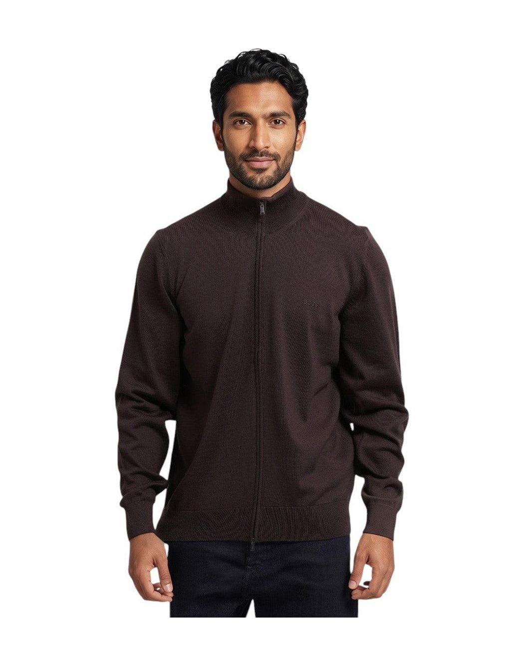 Boss Black Dark Zip Up Cardigan for men