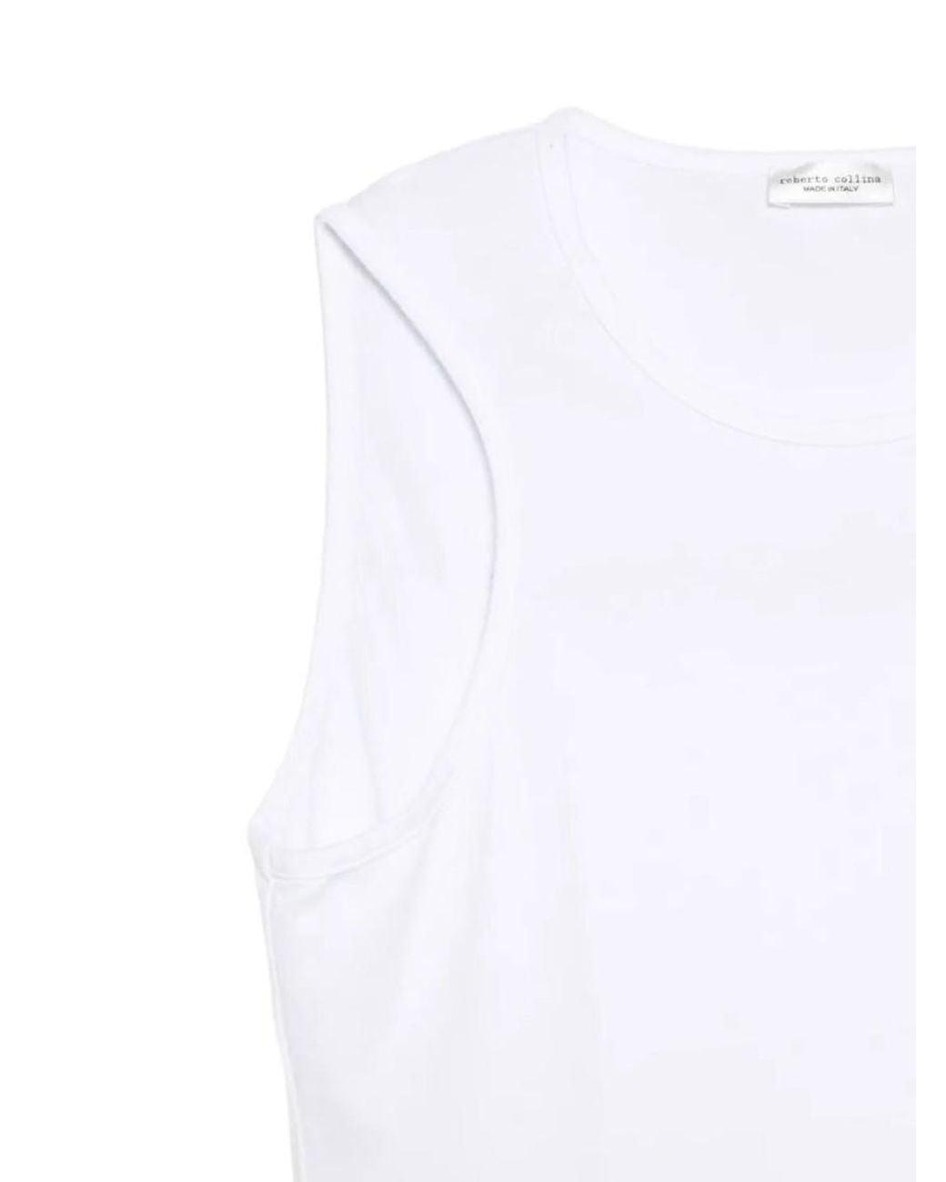 Roberto Collina White Solid Round Neck Top