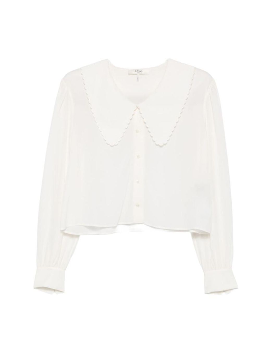 Chloé White V Neck Top