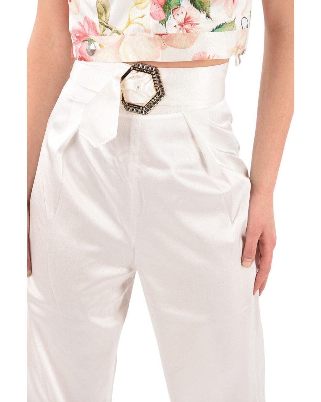 Philipp Plein White Tailored Pleated Pants