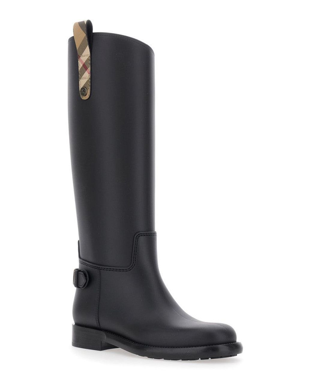 Burberry Black Check Leather Boots