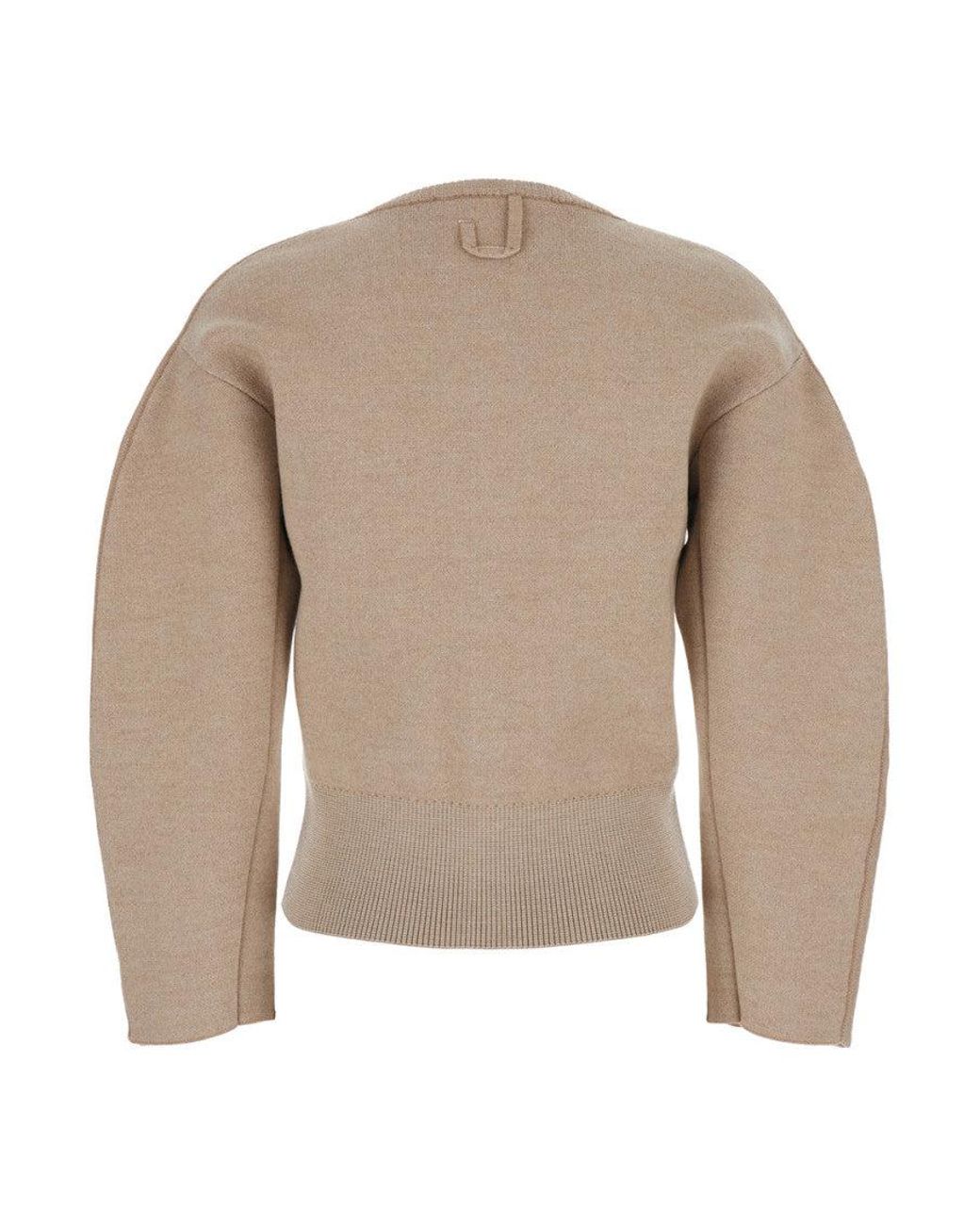 Jacquemus Natural 'Le Gilet Doppio' Cardigan With Round Neck And Ribbed Trims