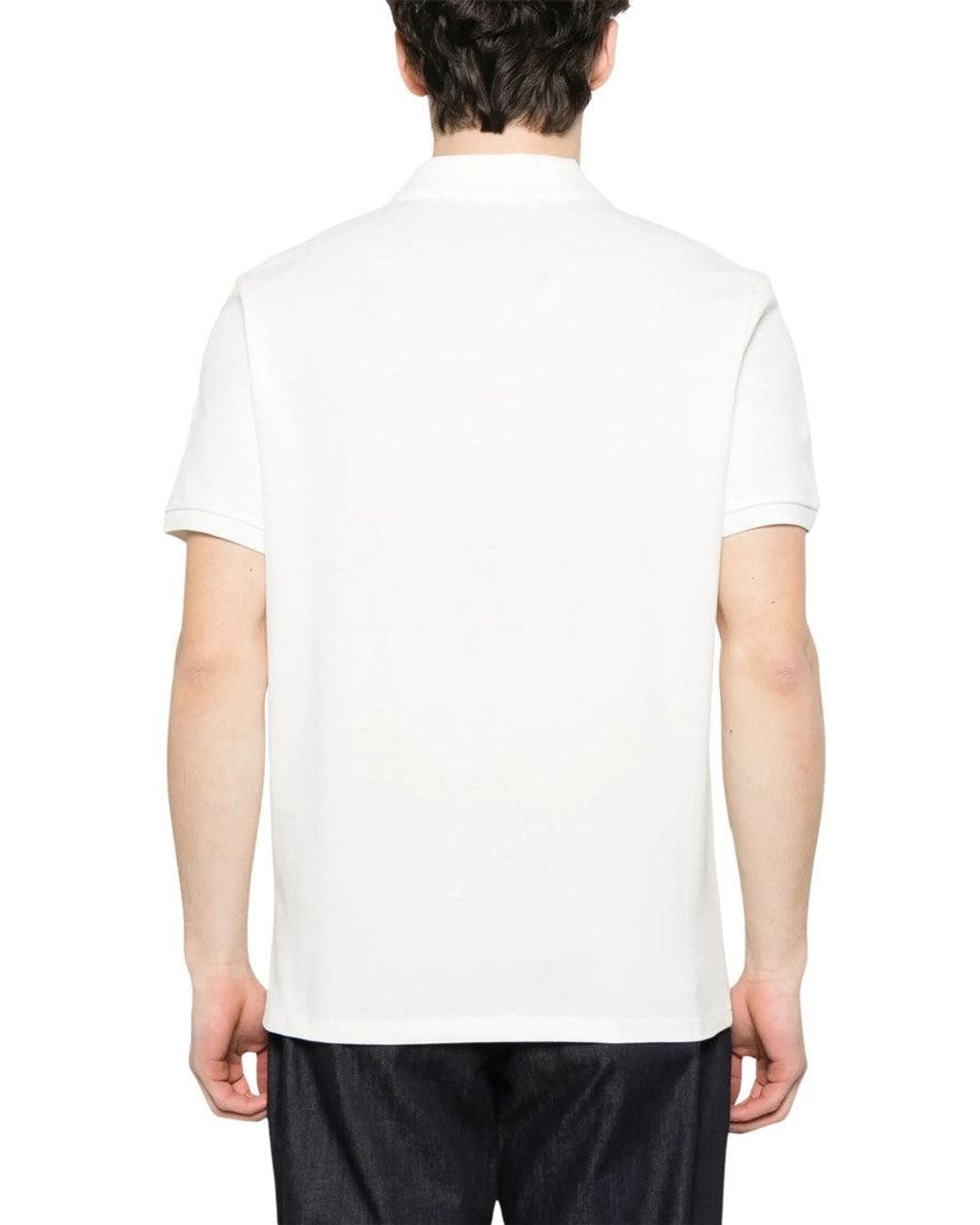 Moncler White Logo Shirt Collar Polo for men