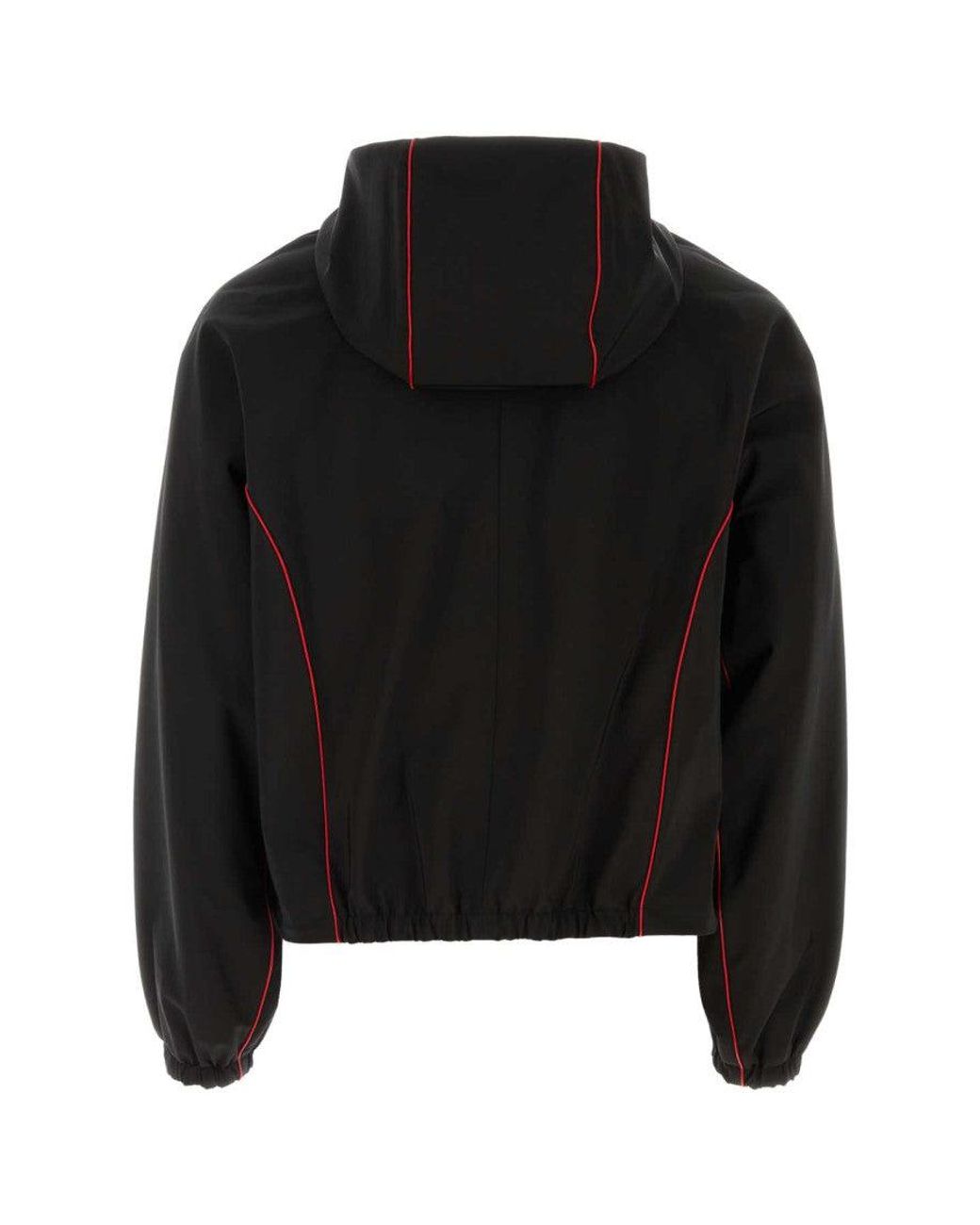 Ferragamo Black Tech Cotton Blouson Jacket With Contrast Piping for men