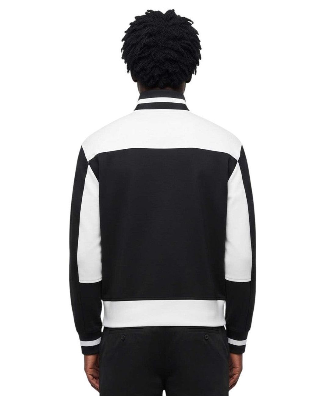 Neil Barrett Black Color Block Zip Up Sweatshirt for men