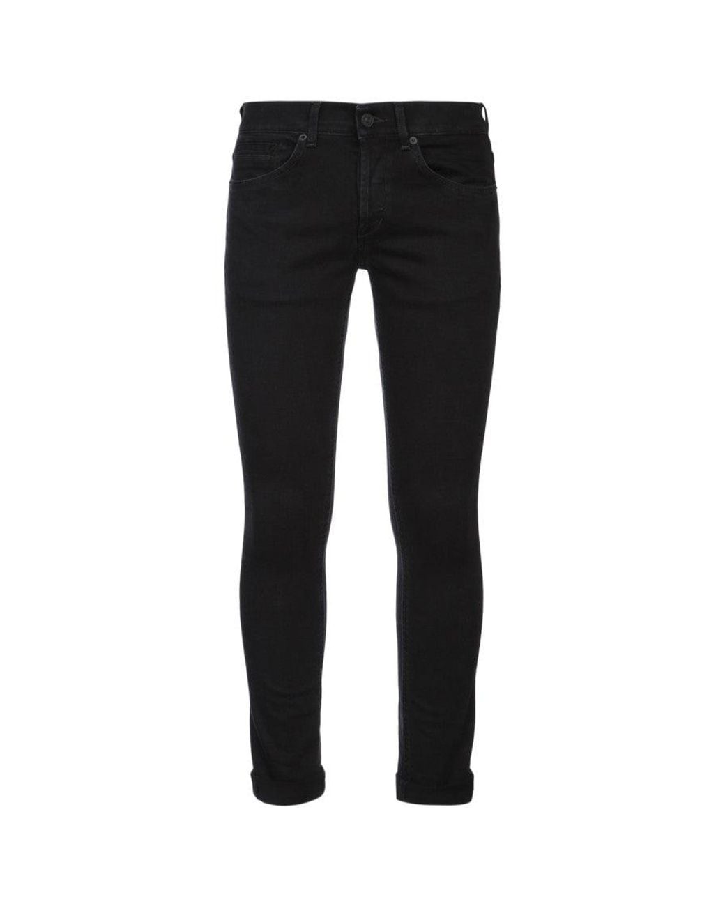 Dondup Black Solid Skinny Jeans for men