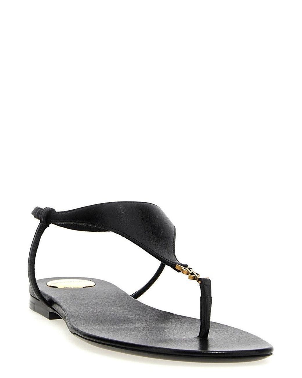 Saint Laurent Black Leather Sandals