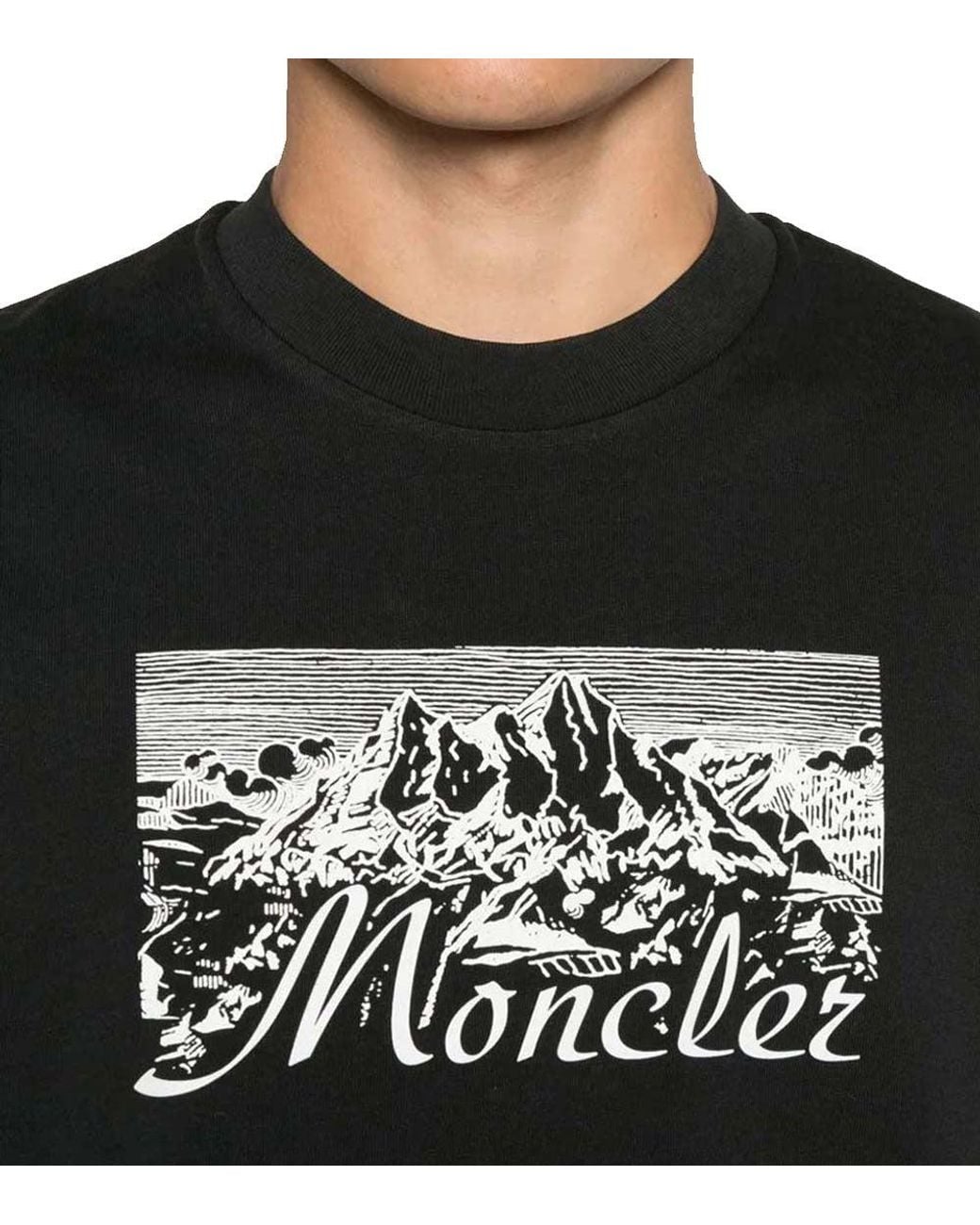 Moncler Black Crew Neck T-Shirt for men