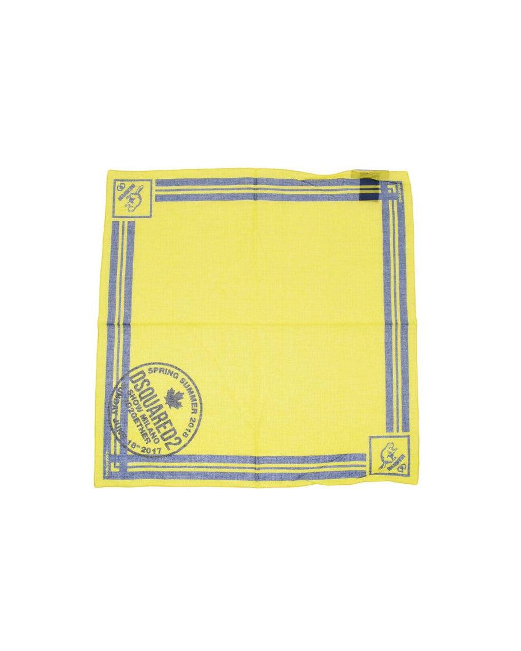DSquared² Yellow Logo Printed Scarf for men