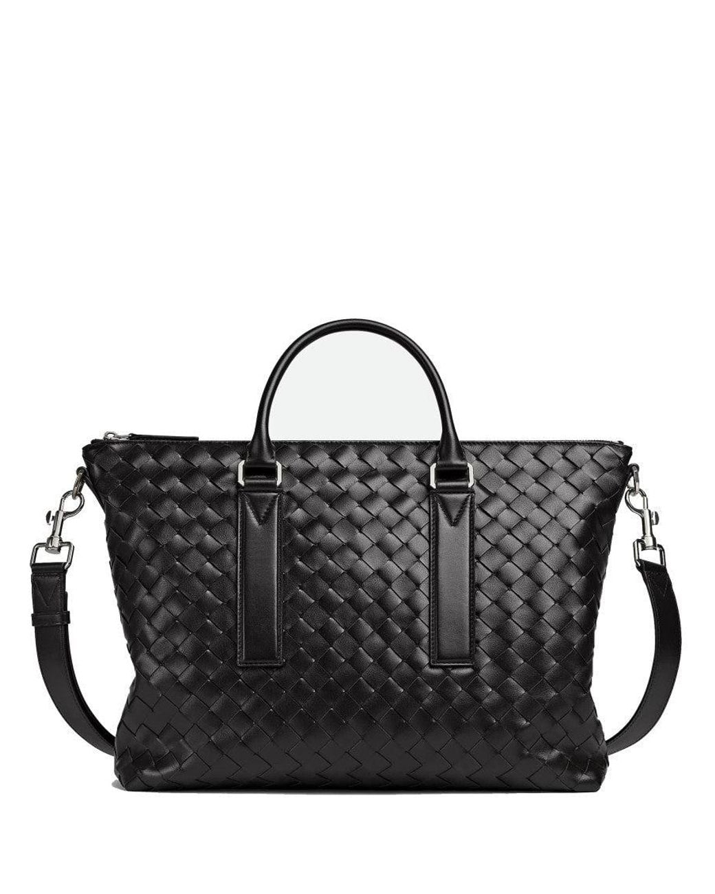 Bottega Veneta Black Avenue Intreccio Briefcase Bag for men