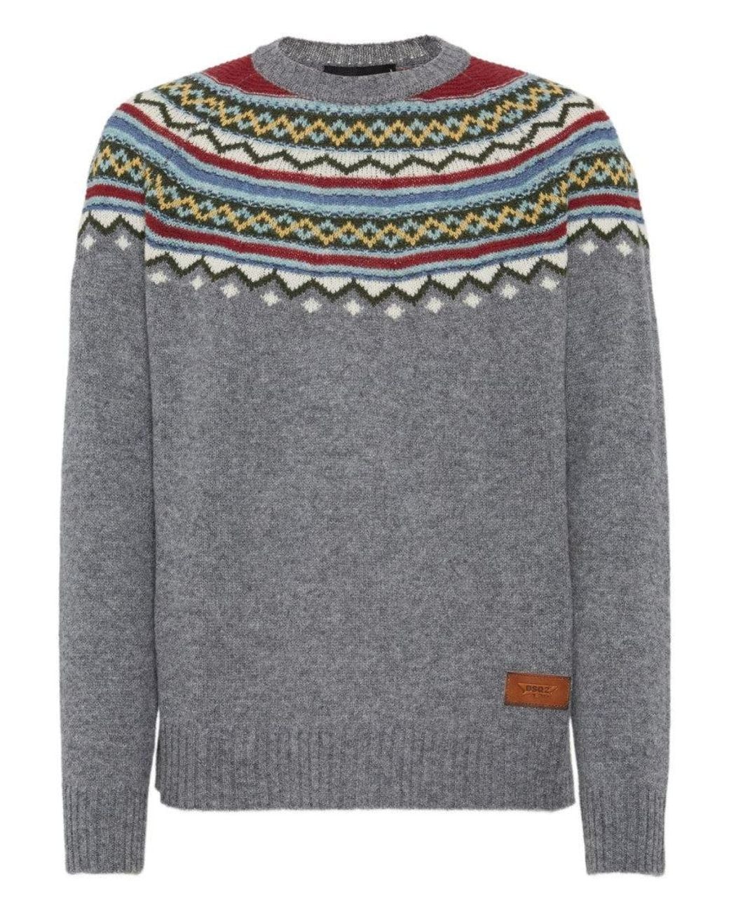 DSquared² Gray Intarsia Sweater for men
