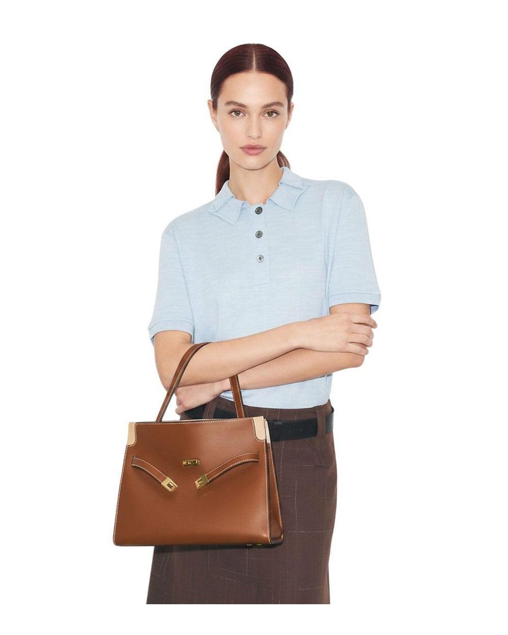 Tory Burch Brown Lee Radziwill Small Satchel