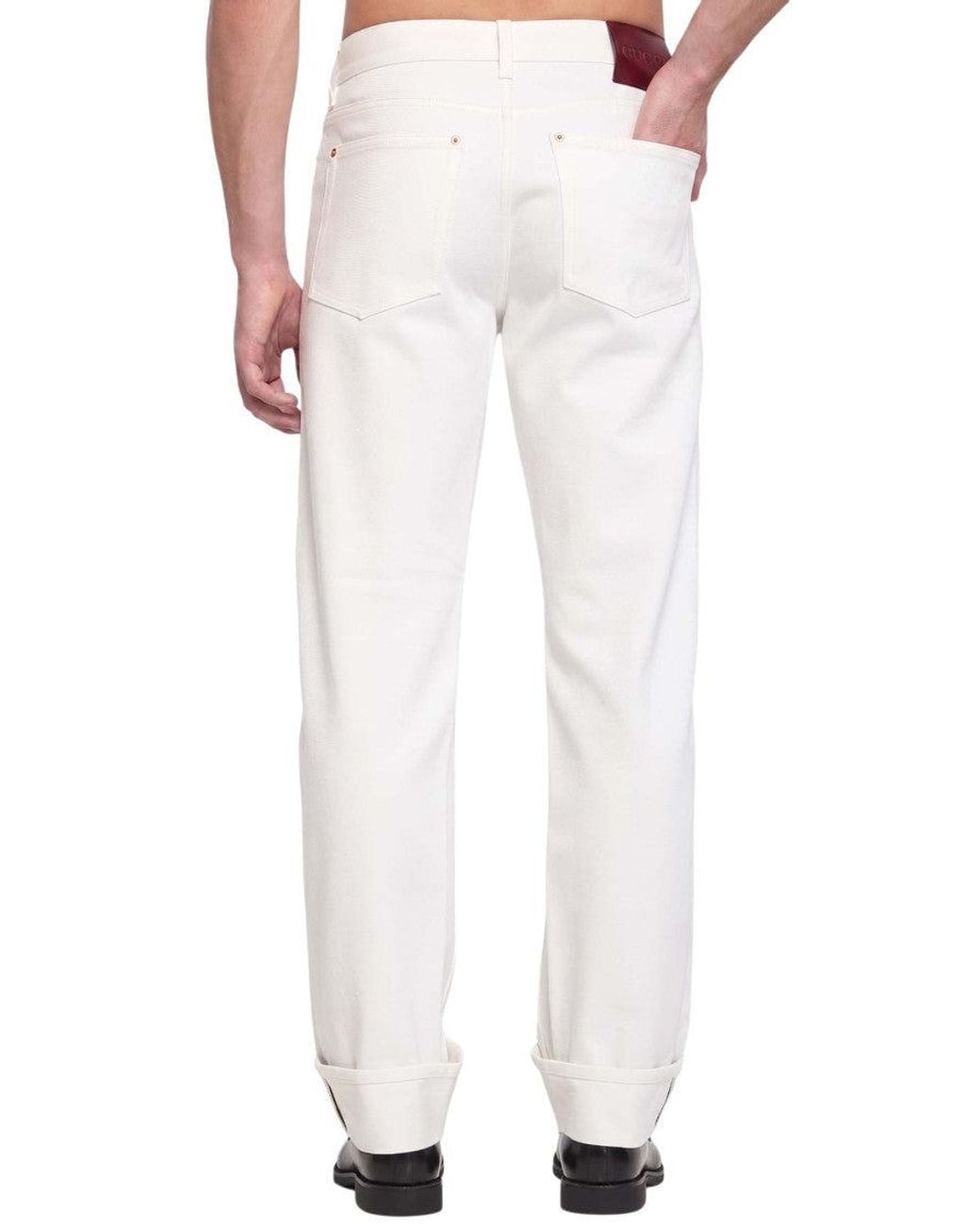 Gucci White Mid Rise Jeans for men