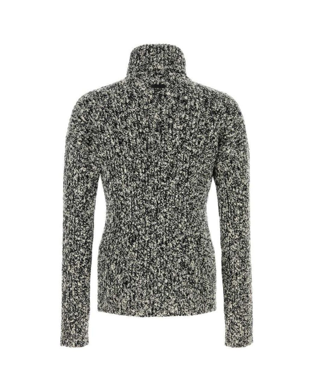 Dolce & Gabbana Gray Multi Color Textured Turtleneck Sweater for men