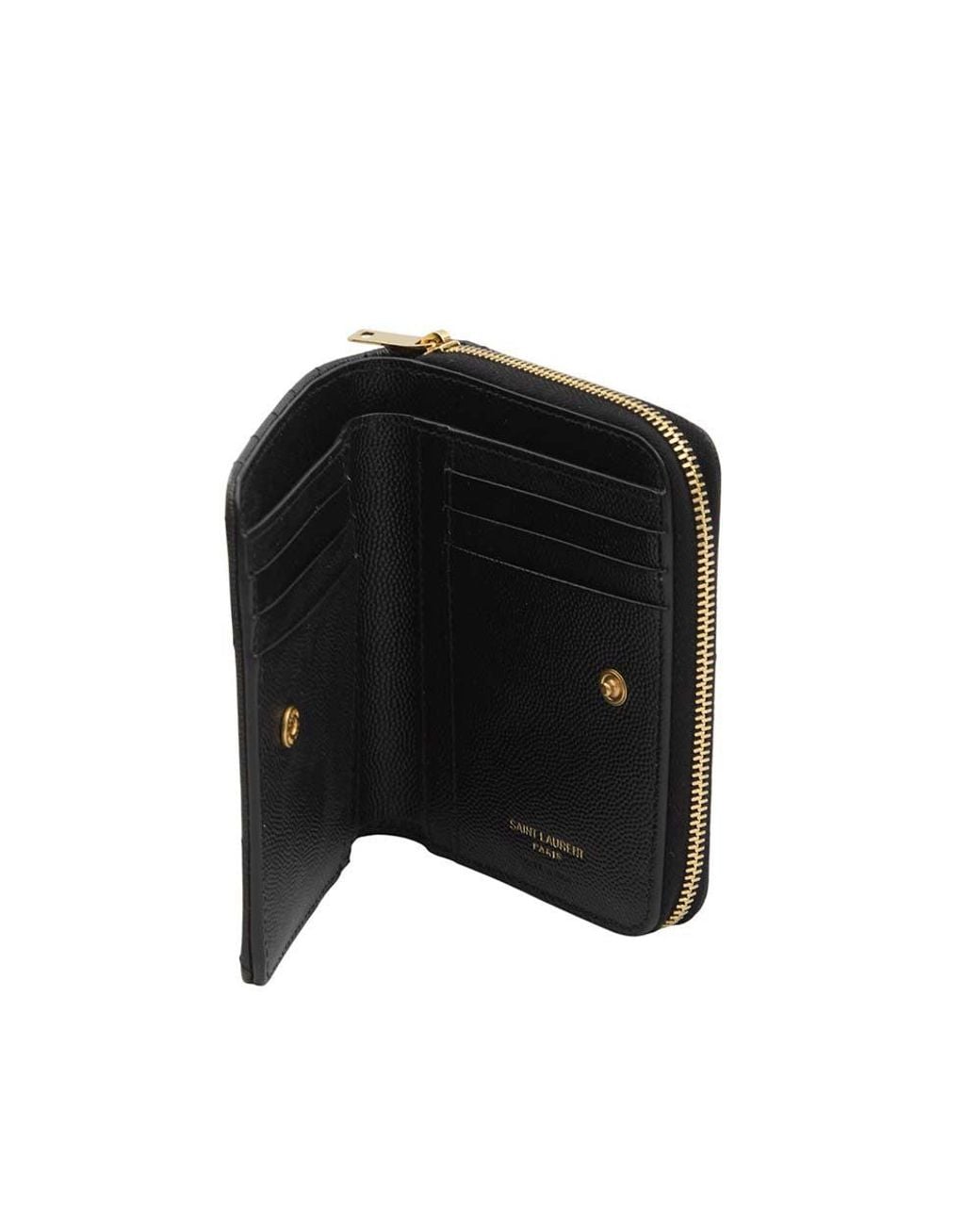 Saint Laurent Black Cassandre Logo Wallet